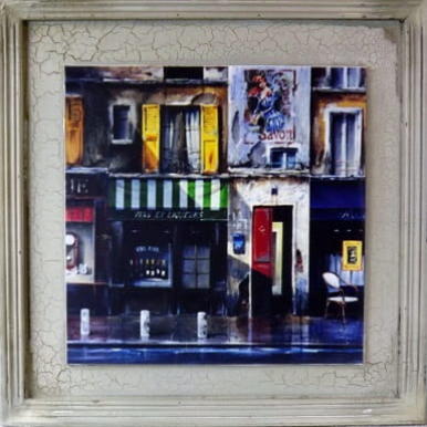 Obraz retro Kamienica Paryska 38x38 cm - efekt postarzania, część serii