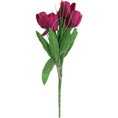 Bukiet 6 TULIPANÓW z trawką 34 cm FIOLETOWY