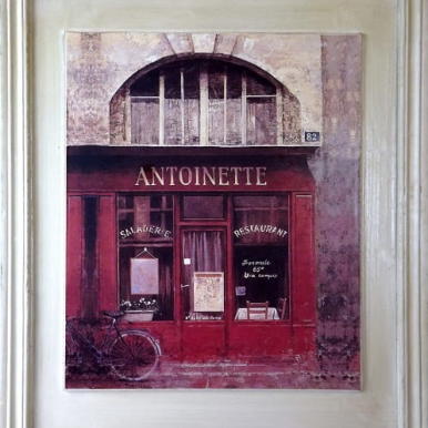 Obraz Restauracja w Paryżu z efektem postarzania 40 x 49 cm - Część 1 z serii