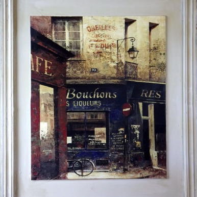 Postarzany Obraz Paryskiej Restauracji 40 x 49 cm - Część Serii