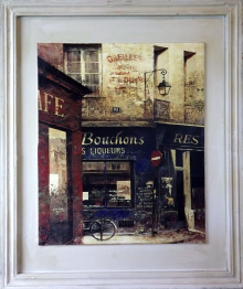Postarzany Obraz Paryskiej Restauracji 40 x 49 cm - Część Serii