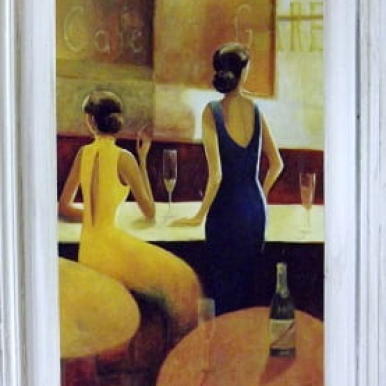 Postarzany Obraz Dwóch Kobiet o Wymiarach 46 x 56 cm