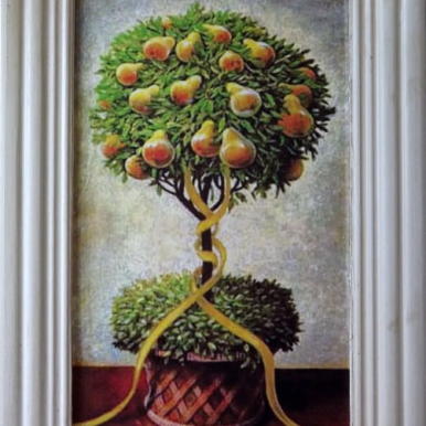 Postarzany Obraz Drzewka Gruszki z Serii