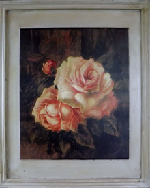 Postarzany Obraz Róży Serii Trzech, Biało-Różowy, 46x56 cm
