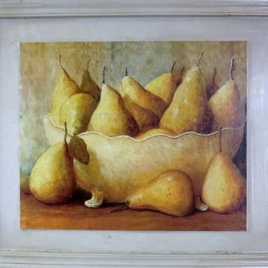 Postarzany Obraz z Gruszkami - Owoce Serii, 41x48 cm