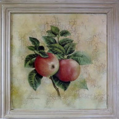 Obraz z Serii Gałązki Owocowe - Jabłka, Efekt Postarzania 41x41cm