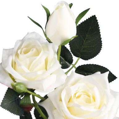 GAŁĄZKA Z 3 RÓŻAMI 56 CM BIAŁA