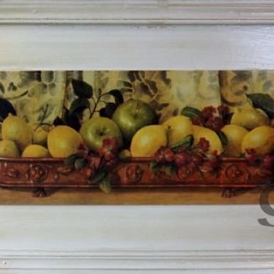 Obraz Aging Fruit: Cytryna i Jabłko w Postarzanym Stylu 30x56 cm