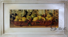Obraz Aging Fruit: Cytryna i Jabłko w Postarzanym Stylu 30x56 cm