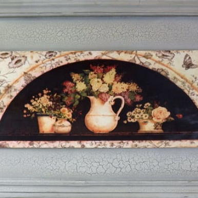 Obraz Kwiaty Polne w Dzbanku o Wymiatach 30x56 cm z Efektem Postarzania