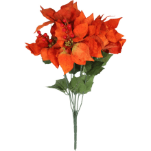 Bukiet 7 ELEGANCKICH WELUROWYCH POINSECJI 55 cm KOLOR POMARAŃCZOWY