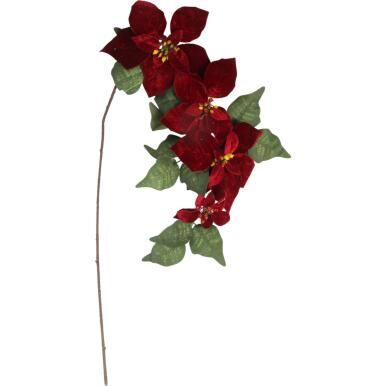 GAŁĄZKA ELEGANCKIEJ WELUROWEJ POINSECJI 72 cm KOLOR BORDOWY