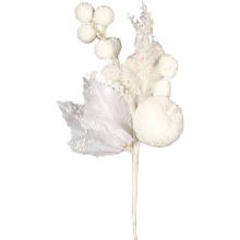 PIK GAŁĄZKA ozdobna z jabłkiem ośnieżona 20 CM biała