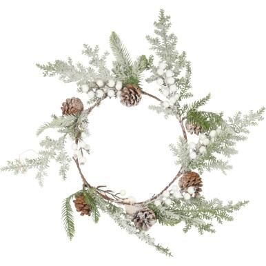 Wianek z bialymi kulkami i szyszkami 60 cm ŚWIĄTECZNA DEKORACJA