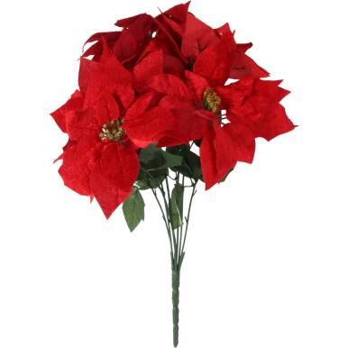 Bukiet 7 ELEGANCKICH WELUROWYCH POINSECJI 55 cm KOLOR CZERWONY