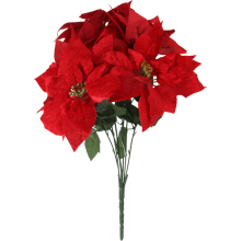 Bukiet 7 ELEGANCKICH WELUROWYCH POINSECJI 55 cm KOLOR CZERWONY