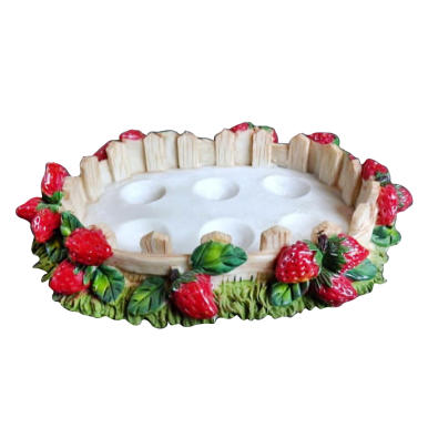 Tacka na 6 Jajek z Motywem Truskawkowym, Polirezyna, 21x15cm