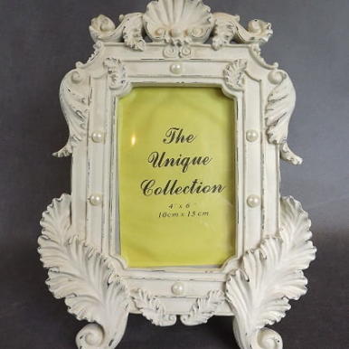 Stojąca Ramka na zdjęcie Ecru z Perłami 30x21cm