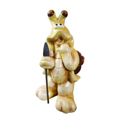 Ceramiczny Ślimak z Łopatką - Zielona Figurka Dekoracyjna