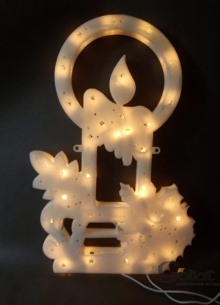 Dekoracyjna Świetlna Wisząca Figurka Świeca z 35 Lampkami, Kolor Biały, Zasilanie Sieciowe