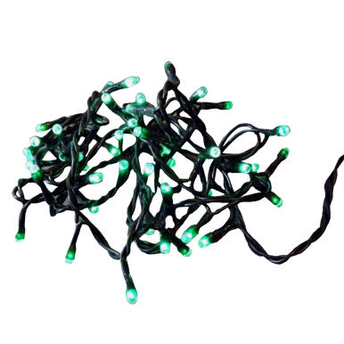 Komplet 50 Zielonych Lampek Ryżowych na Zielonym Kablu, Długość 2.3m