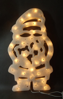 Dekoracja Świetlna Mikołaj z 35 Lampkami, Kolor Biały, 40x23cm, Zasilanie Sieciowe