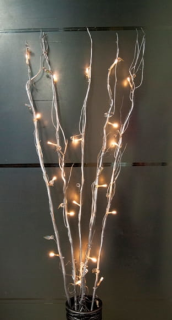 Srebrne Gałęzie Dekoracyjne z Białym Światłem LED
