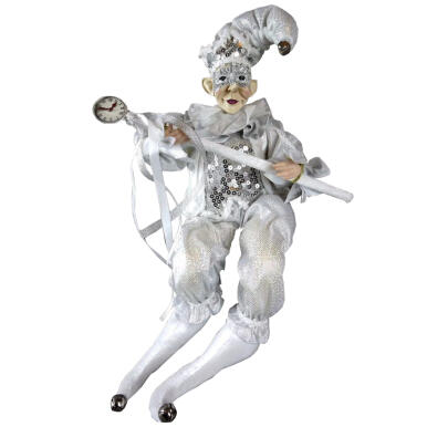 Nakręcana Figurka Pierrota z Ceramiki z Pozytywką i Ruchomymi Częściami