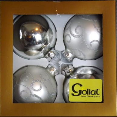 Komplet 6 Bombek Choinkowych 80mm Fioletowo-Srebrne - Połysk i Mat