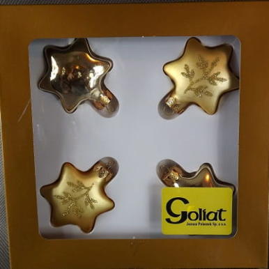 Złote Bombki Dekoracyjne w Kształcie Gwiazd - Komplet 4 Sztuk