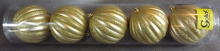 Kpl. 5 Złotych Bombek Prążkowanych 100mm z Brokatem w Tubie