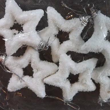 Komplet 6 Śnieżnych Gwiazdek Dekoracyjnych 7cm