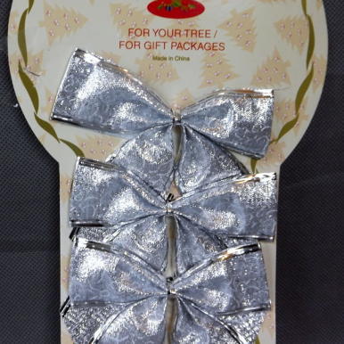 Komplet 3 Srebrnych Kokard o Wielkości 10x10cm (szt)