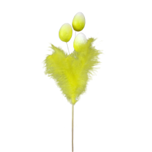 Żółte Jajka Dekoracyjne na Pikach z Piórkami, 28x10cm