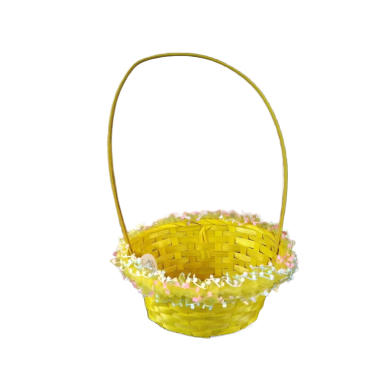 Koszyczek do święconki wykończony tiulową falbanką z kwiatkami 22X18x35 cm