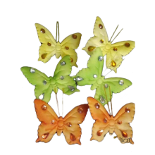 Kolorowe Motylki z Materiału z Ozdobnymi Szkiełkami-klamerkami (6 sztuk)