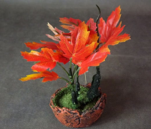Miniatura Drzewka Bonsai z Pomarańczowymi Listkami, 16 cm