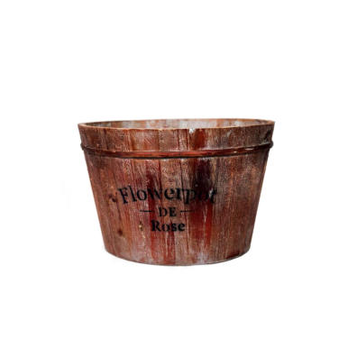 Postarzane Drewniane Wiaderko na Kwiaty lub Zioła