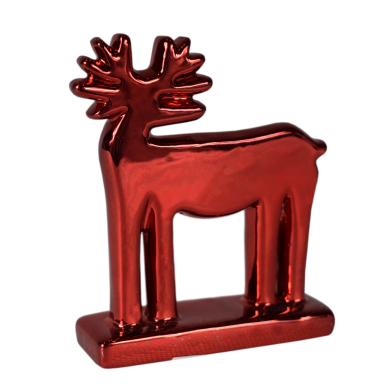 Czerwona Figurka Renifera Ceramicznego 11 cm