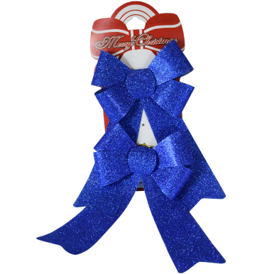 Niebieskie Brokatowe Kokardy - komplet 2 sztuk, 22 x 13 cm