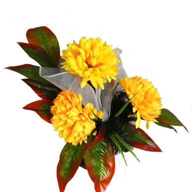 Kompozycja nagrobna misa chryzantema w kolorze żółtym