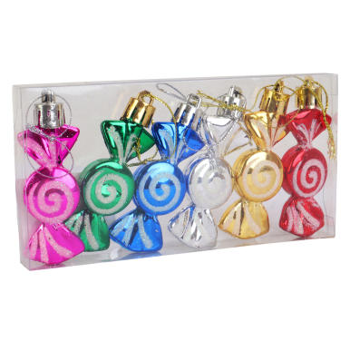 Komplet 6 bombek w kształcie cukierk&oacute;w kolorowe
