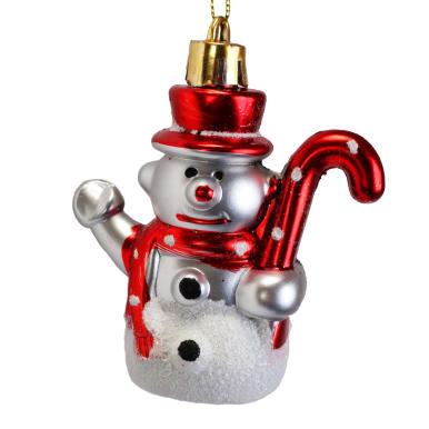 Komplet 4 Kolorowych Bombek Plastikowych w Kształcie Bałwank&oacute;w 8 cm