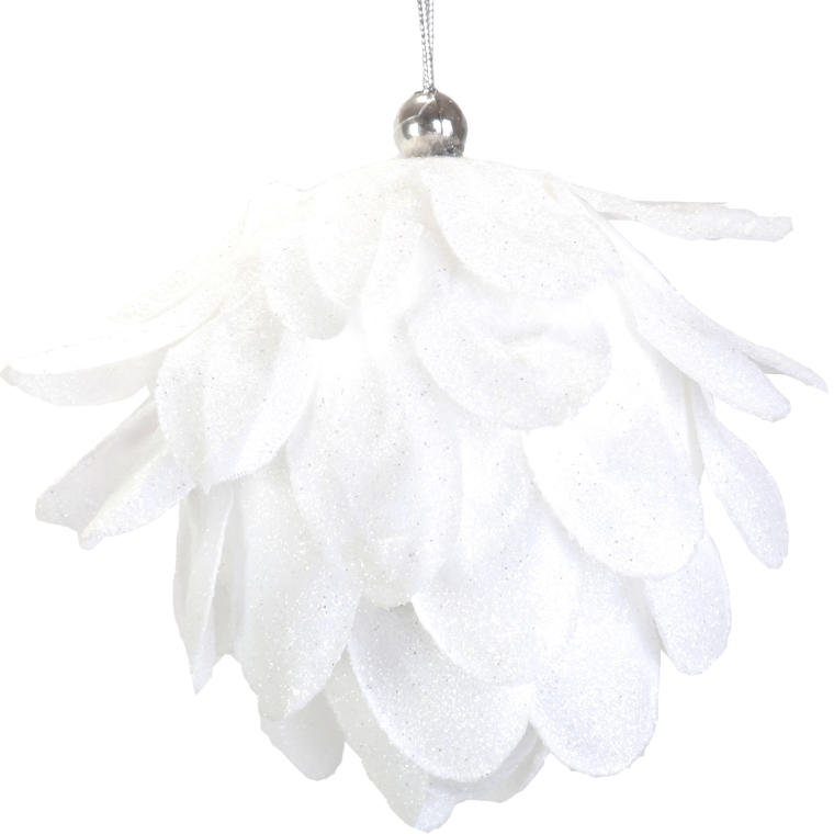 Biała Styropianowa Szyszka Śnieżna 10 cm w Boksie PVC - Bombka Choinkowa