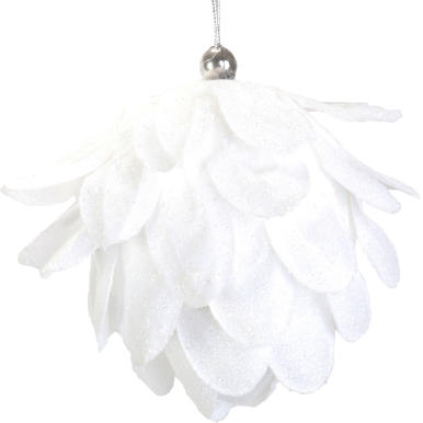 Biała Styropianowa Szyszka Śnieżna 10 cm w Boksie PVC - Bombka Choinkowa