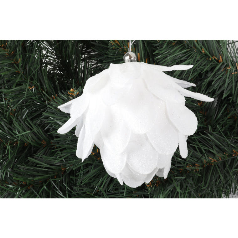 Biała Styropianowa Szyszka Śnieżna 10 cm w Boksie PVC - Bombka Choinkowa