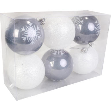 Komplet 6 bombek plastikowych 8 cmz dekorem