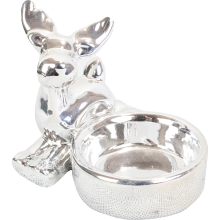 Srebrny Ceramiczny Świecznik na Świeczkę Tealight z Reniferem o Wymiary 7.5x8.5 cm