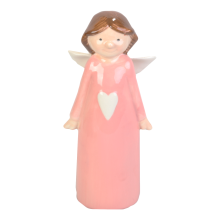 Anioł figurka ceramiczna różowy 20 cm