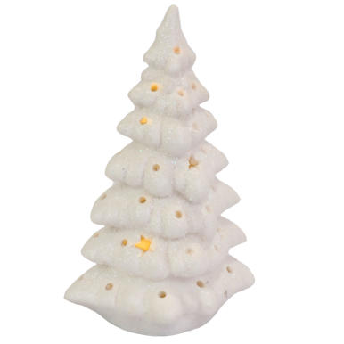 Biała Ceramiczna Choinka LED - Świąteczny Lampion Dekoracyjny